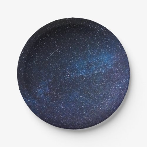 Elegant Blue Milkyway Galaxy Texture Paper Plates
