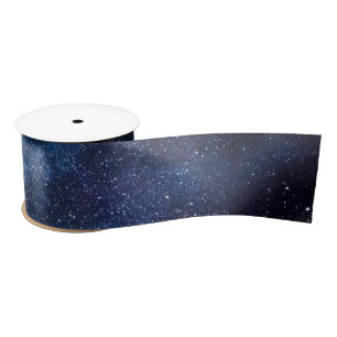 Elegant Blue Milkyway Galaxy Texture Satin Ribbon