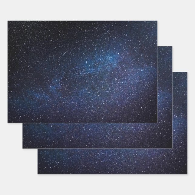Elegant Blue Milkyway Galaxy Texture Wrapping Paper Sheets (Set)