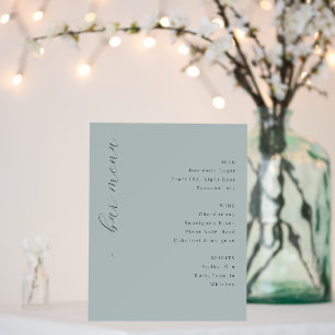 Elegant Blue Minimalist Bar Menu Foam Board