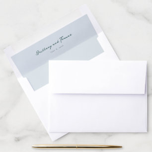 Elegant Blue Minimalist Calligraphy Envelope Liner