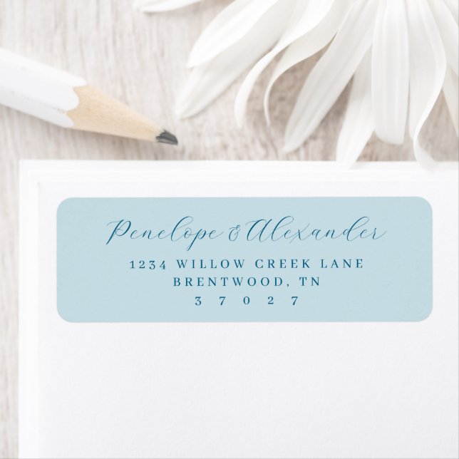 Elegant Blue Minimalist Calligraphy Label (Insitu)