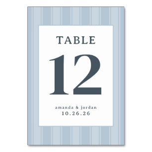Elegant Blue Minimalist Table Sign Number