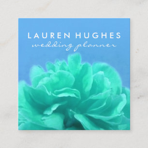 Elegant Blue Mint Floral Square Business Card