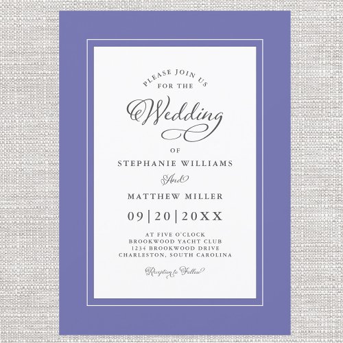 Elegant Blue Modern Calligraphy Wedding Invitation