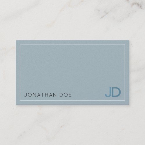 Elegant Blue Modern Monogram Luxe Pearl Finish Business Card