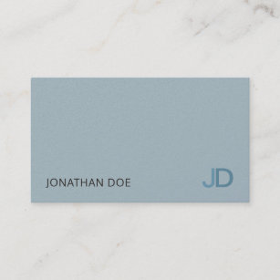 Elegant Blue Modern Monogram Luxury Pearl Finish Business Card