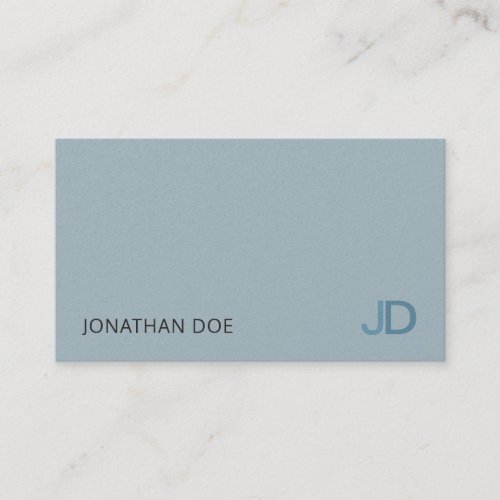 Elegant Blue Modern Monogram Luxury Pearl Finish Business Card