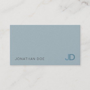 Elegant Blue Modern Monogram Luxury Pearl Finish Business Card