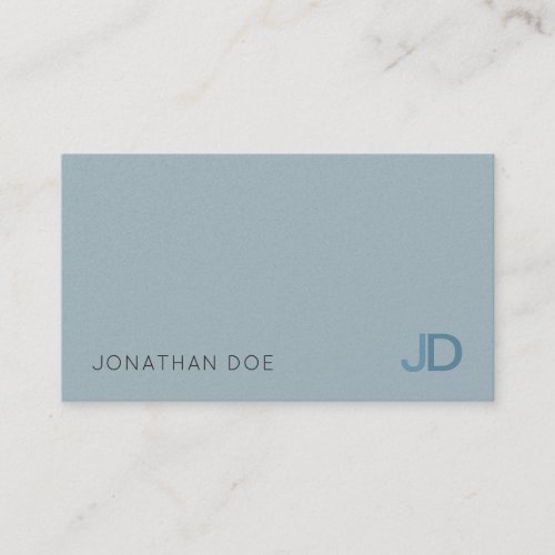 Elegant Blue Modern Monogram Luxury Pearl Finish Business Card