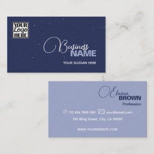 Elegant Blue Modern Two Colors Classic with Logo Business Card