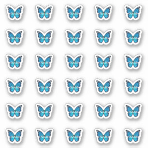 Elegant Blue Monarch Butterfly Monogram Initials Sticker