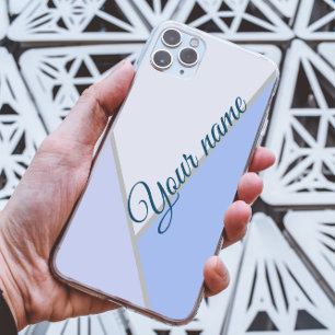 Elegant blue monochrome Color block Custom Name iPhone 13 Pro Max Case