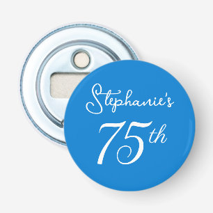 Elegant Blue Monogram 75th Birthday Party Bottle Opener