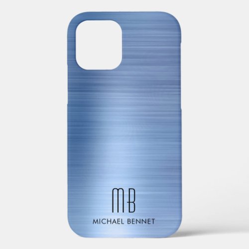 Elegant Blue Monogram  iPhone 12 Case