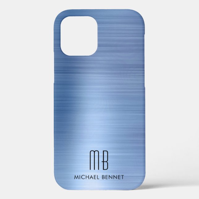 Elegant Blue Monogram  Case-Mate iPhone Case (Back)