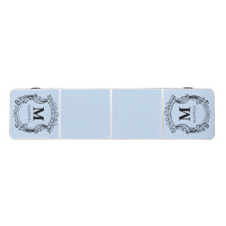 Elegant Blue Monogram Crest Beer Pong Table