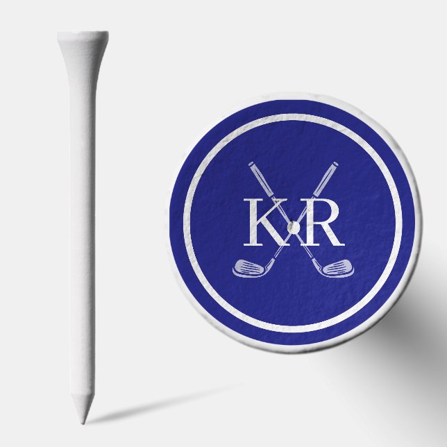 Elegant Blue Monogram Golf Clubs  Tees (Combo)