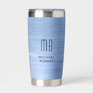 Elegant Blue Monogram Insulated Tumbler