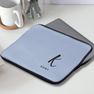 Elegant Blue Monogram Laptop Sleeve