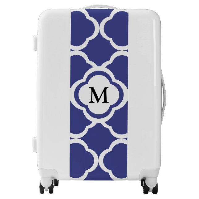 Elegant Blue Monogram Luggage (Front)