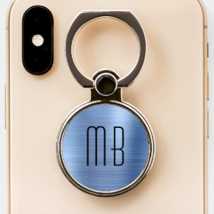 Elegant Blue Monogram Phone Ring Stand