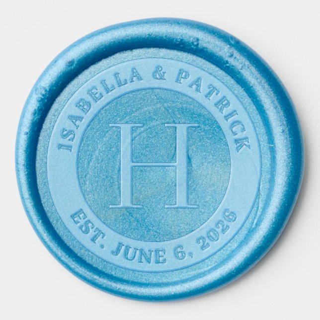 Elegant Blue Monogram Seal Wax Seal Sticker (Front)