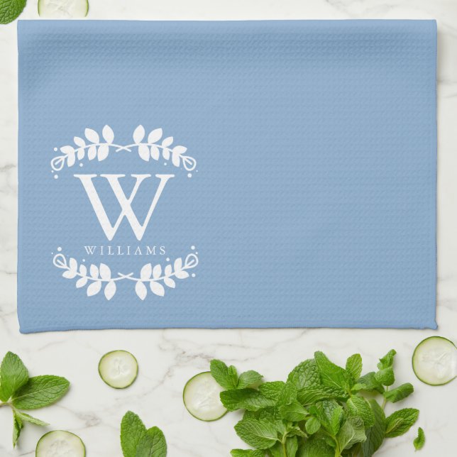 Elegant Blue Monogram Towel (Folded)