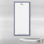 Elegant Blue Monogram Two Border Magnetic Notepad<br><div class="desc">Create your own custom magnetic notepad with personalized monogram initials in an elegant modern typography alongside blue border design.</div>