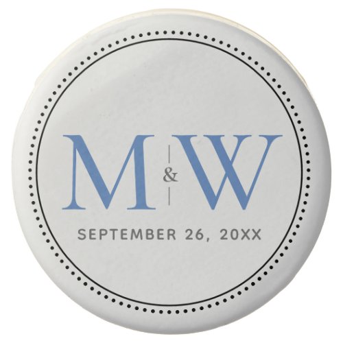 Elegant Blue Monogram Wedding Chocolate Covered Oreo