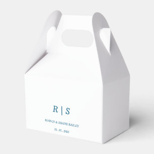 Elegant Blue Monogram Wedding Favor Box