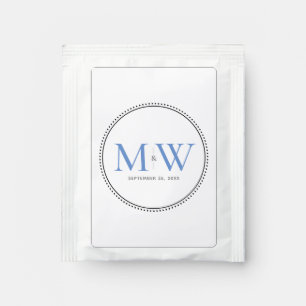 Elegant Blue Monogram Wedding Favor Tea Bag Drink Mix