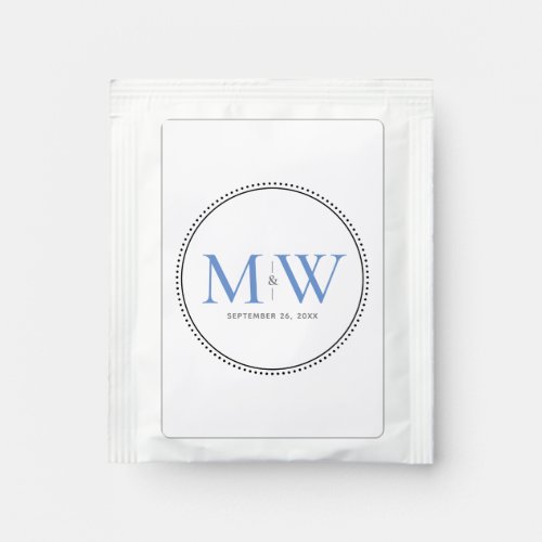 Elegant Blue Monogram Wedding Favor Tea Bag Drink Mix