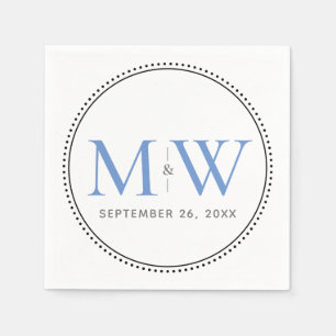 Elegant Blue Monogram Wedding Napkins