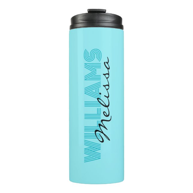 Elegant blue monogrammed  thermal tumbler (Front)