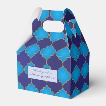 Elegant Blue Moroccan Quatrefoil Print Favor Boxes by ArianeC at Zazzle
