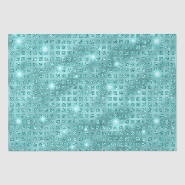Elegant Blue Mosaic Metallic Glitter Pattern Tissue Paper (Front)