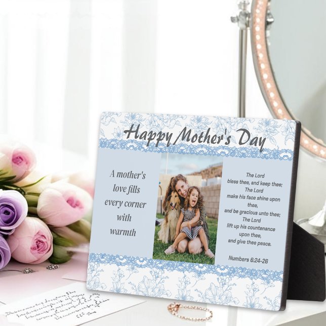 Elegant Blue Mothers Day Bible Verse Photo Plaque (Creator Uploaded)
