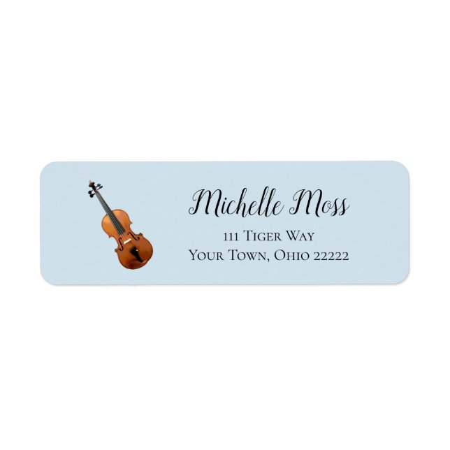 Elegant Blue Musical Violin Orchestra Label (Front)