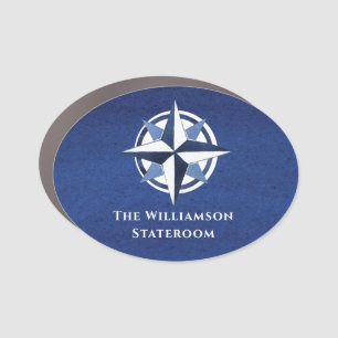 Elegant Blue Nautical Compass Stateroom Cruise Car Magnet