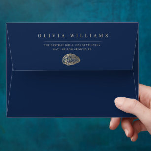 Elegant Blue Nautical Wedding Envelope