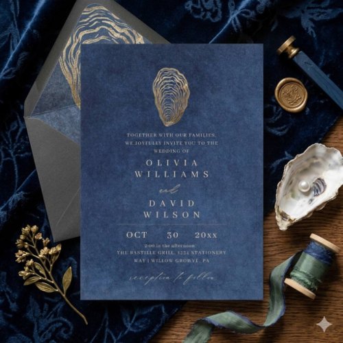 Elegant Blue Nautical Wedding Invitation