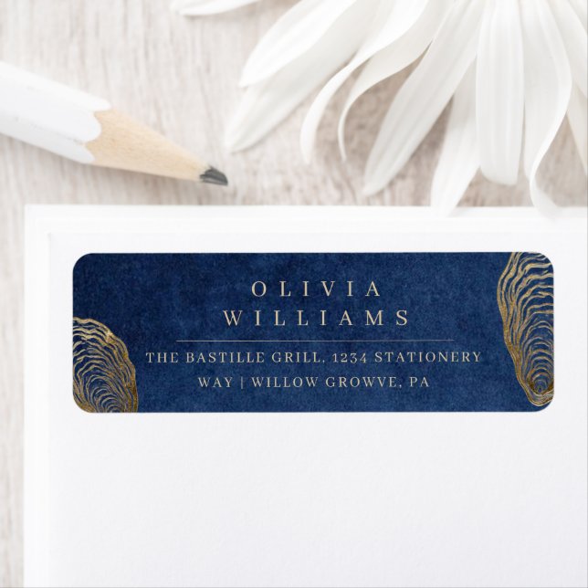 Elegant Blue Nautical Wedding Invitation Label (Insitu)