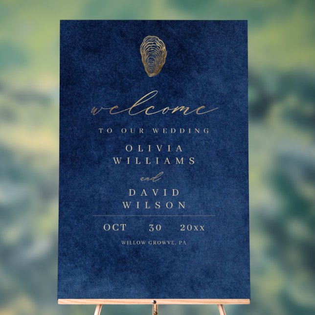 Elegant Blue Nautical Welcome Wedding  Acrylic Sign (Neutral)