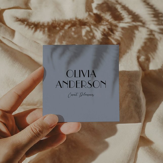 Elegant Blue Neutral Boho Modern Trendy Unique Square Business Card (Creator Uploaded)