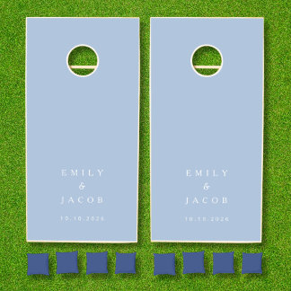 Elegant Blue Newlyweds Wedding Cornhole Set