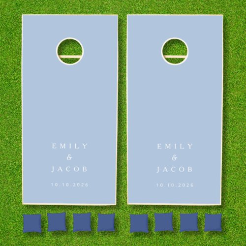 Elegant Blue Newlyweds Wedding Cornhole Set
