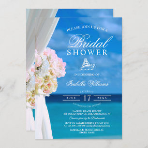 Elegant Blue Ocean Beach Bridal Shower Invitation