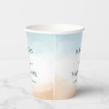 Elegant Blue Ocean Beach Shore Sand Wedding Paper Cups | Zazzle
