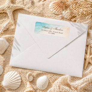 Elegant Blue Ocean Beach Wedding Address Label